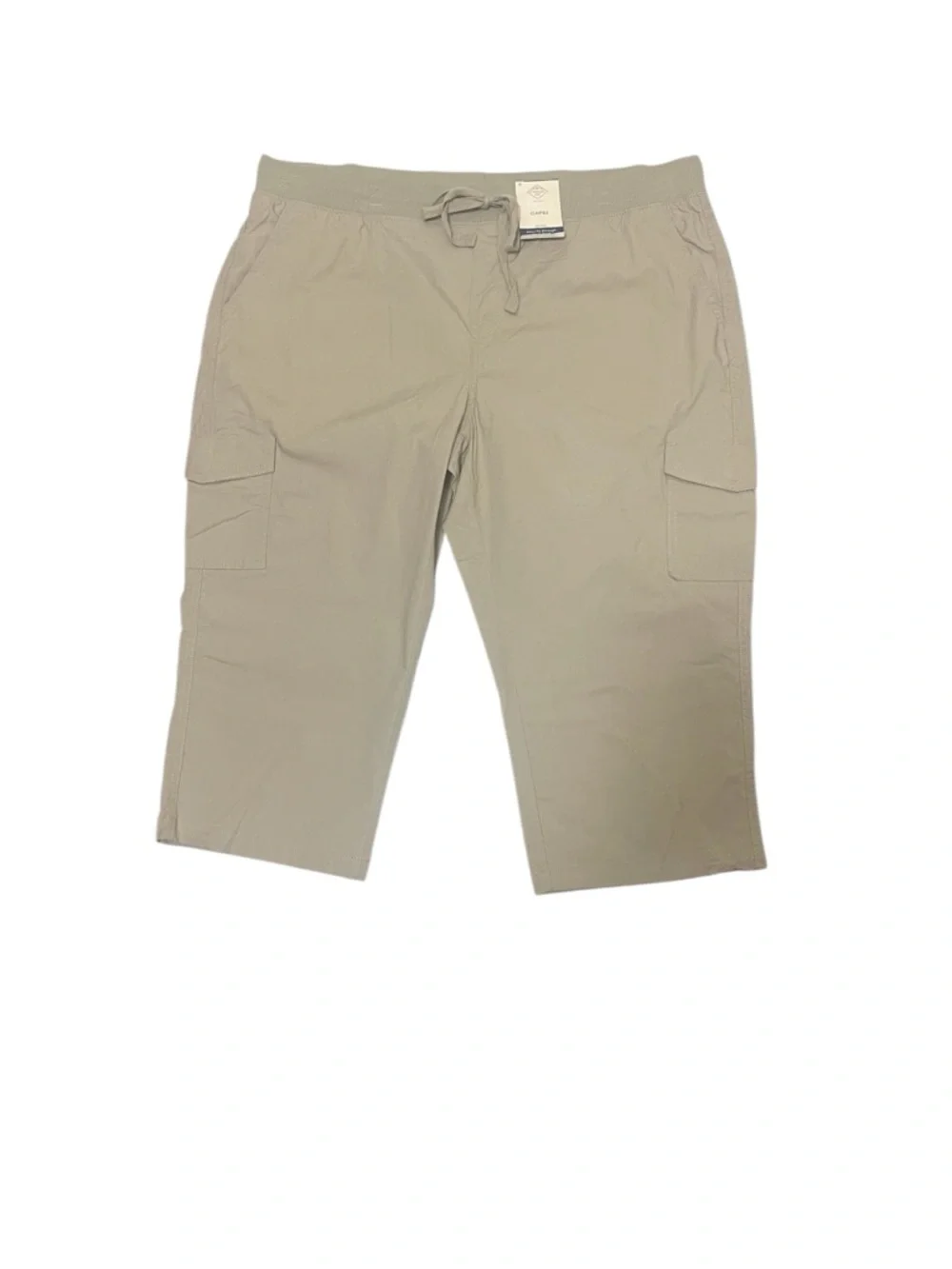 ST. JOHN’S BAY MID RISE CARGO CAPRI PANTS WOMENS BISCOTTI BEIGE COLOR SIZE 3X